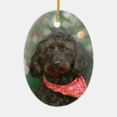Schwarzer Hund Labradoodor Weihnachten Keramik Ornament (Vorne)