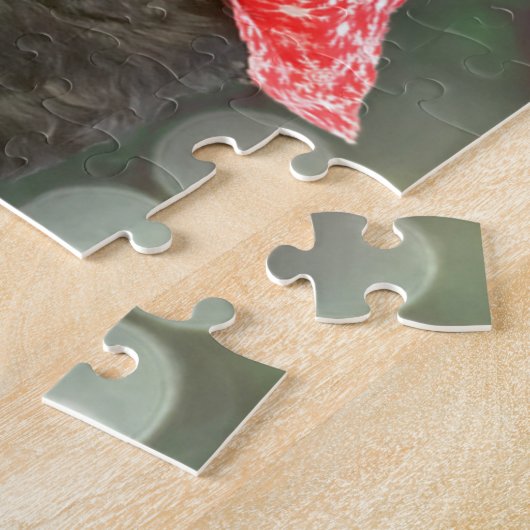 Schwarzer Hund Labradoodor Weihnachten Puzzle (Seite)