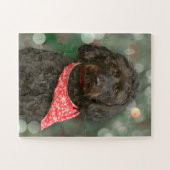 Schwarzer Hund Labradoodor Weihnachten Puzzle (Horizontal)