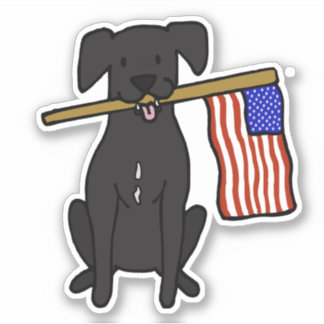 Schwarzer Hund mit amerikanischer Flag-Aufkleber Aufkleber