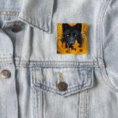 Schwarzer Hund mit Atemberaubenden Goldaugen Button (Beispiel)