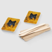 Schwarzer Hund mit Atemberaubenden Goldaugen Fächer (Non-assembled)