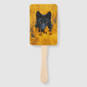 Schwarzer Hund mit Atemberaubenden Goldaugen Fächer (Vorderseite)