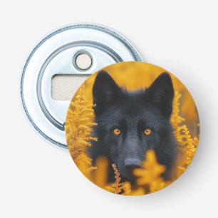 Schwarzer Hund mit Atemberaubenden Goldaugen Flaschenöffner