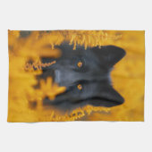 Schwarzer Hund mit Atemberaubenden Goldaugen Geschirrtuch (Horizontal)