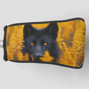 Schwarzer Hund mit Atemberaubenden Goldaugen Golf Headcover