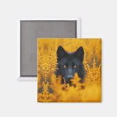 Schwarzer Hund mit Atemberaubenden Goldaugen Magnet (Vorderseite/Rückseite)