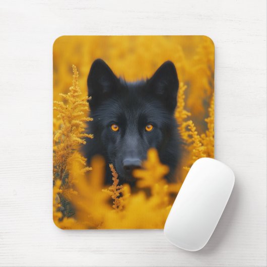 Schwarzer Hund mit Atemberaubenden Goldaugen Mousepad (Mit Mouse)