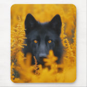 Schwarzer Hund mit Atemberaubenden Goldaugen Mousepad (Vorne)