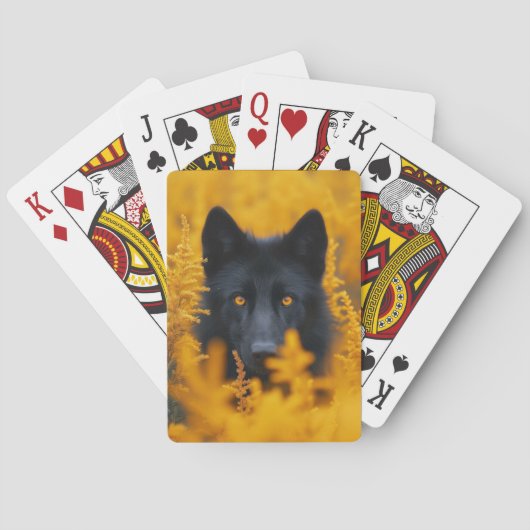 Schwarzer Hund mit Atemberaubenden Goldaugen Spielkarten (Rückseite)