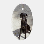 Schwarzer Hund mit bösen Augen Keramikornament (Rechts)