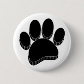 Schwarzer Hund Pawprint Handgezeichnet Button (Vorderseite)