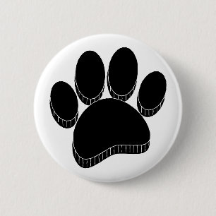 Schwarzer Hund Pawprint Handgezeichnet Button