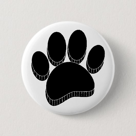 Schwarzer Hund Pawprint Handgezeichnet Button (Vorderseite)