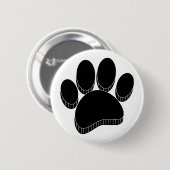 Schwarzer Hund Pawprint Handgezeichnet Button (Vorne & Hinten)