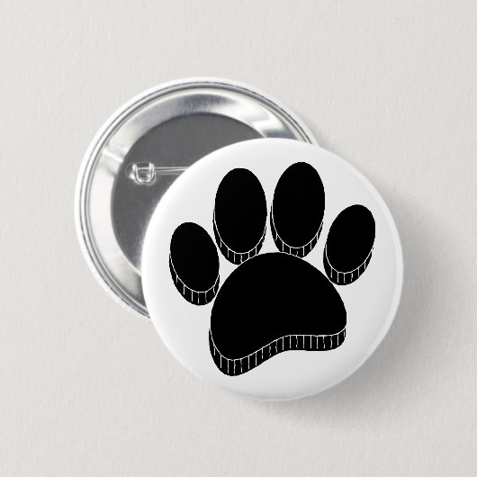 Schwarzer Hund Pawprint Handgezeichnet Button (Vorne & Hinten)