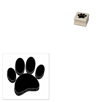 Schwarzer Hund Pawprint Handgezeichnet Gummistempel