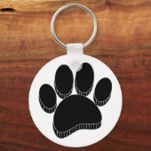Schwarzer Hund Pawprint Handgezeichnet Schlüsselanhänger (Rückseite)