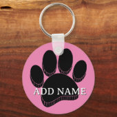 Schwarzer Hund Pawprint Handgezogener Individuelle Schlüsselanhänger (Rückseite)