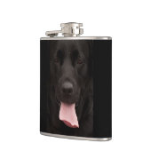 Schwarzer Hund-Portrait Flachmann (Links)