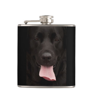 Schwarzer Hund-Portrait Flachmann