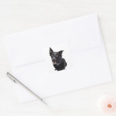 Schwarzer Hund Quadratischer Aufkleber (Umschlag)