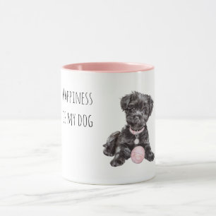 Schwarzer Hund rosa Ball Tasse
