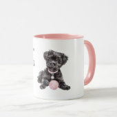 Schwarzer Hund rosa Ball Tasse (VorderseiteRechts)