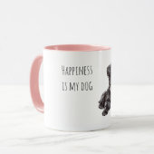 Schwarzer Hund rosa Ball Tasse (Vorderseite Links)
