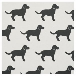 Schwarzer Hund Silhouette Muster Stoff