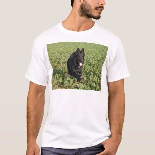Schwarzer Hund T-Shirt (Vorderseite)