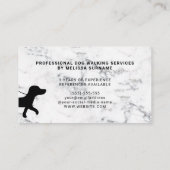 Schwarzer Hund Walker Silhouette auf Imitaten Marm Visitenkarte (Rückseite)