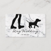 Schwarzer Hund Walker Silhouette auf Imitaten Marm Visitenkarte (Vorderseite)