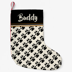 Schwarzer Hundetatzen-Muster - personalisiert Kleiner Weihnachtsstrumpf