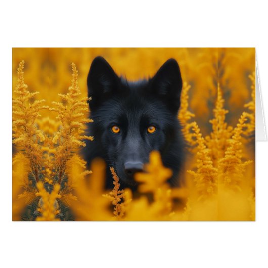 Schwarzer Hundewolf mit Atemberaubenden goldenen A (Vorderseite (Horizontal))