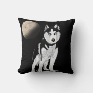 Schwarzer Husky-Hund Kissen