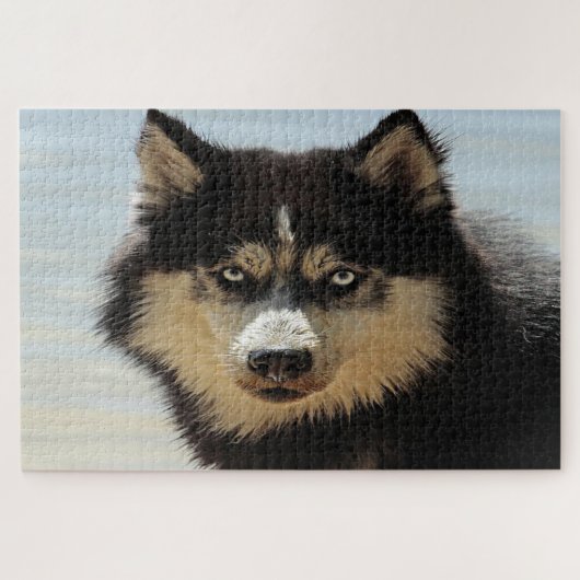 Schwarzer Husthund Puzzle (Horizontal)
