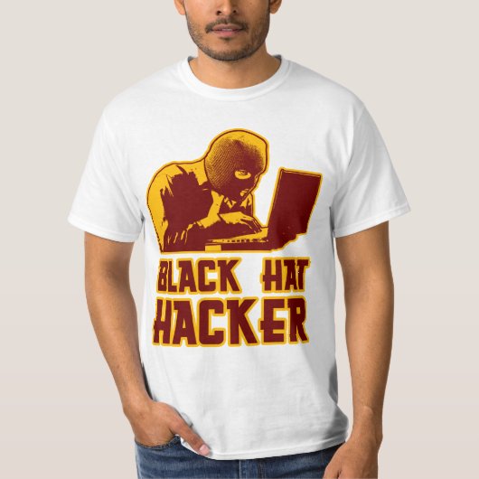 Schwarzer Hut-Hacker T-Shirt (Vorderseite)