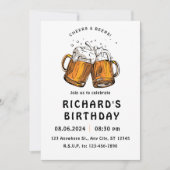 Schwarzer Illustrierter Geburtstag Einladung (Vorderseite)