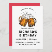 Schwarzer Illustrierter Geburtstag Einladung (Vorne/Hinten)