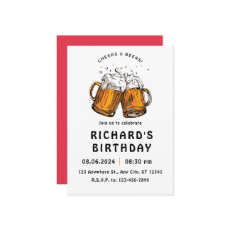 Schwarzer Illustrierter Geburtstag Einladung