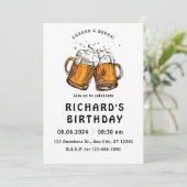 Schwarzer Illustrierter Geburtstag Einladung (Stehend Vorderseite)