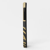 Schwarzer Imitat-Glitzerzebra-Druck u. Juwel-Krone Case-Mate iPhone Hülle (Hinten/Links)