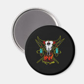 Schwarzer Indianerkuh-Schädel Magnet (Vorderseite/Rückseite)