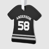 Schwarzer Individuelle Name, Nummer, Foto Sports J Ornament (Vorderseite)