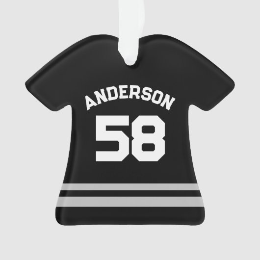 Schwarzer Individuelle Name, Nummer, Foto Sports J Ornament (Vorderseite)