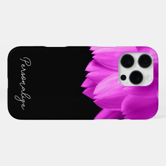 Schwarzer Individuelle Name-Text mit der Blume in iPhone Hülle (Rückseite (Horizontal))