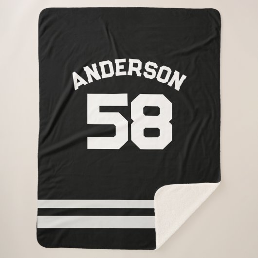 Schwarzer Individuelle Name- und Nummernsportlüfte Sherpadecke (Vorderseite)