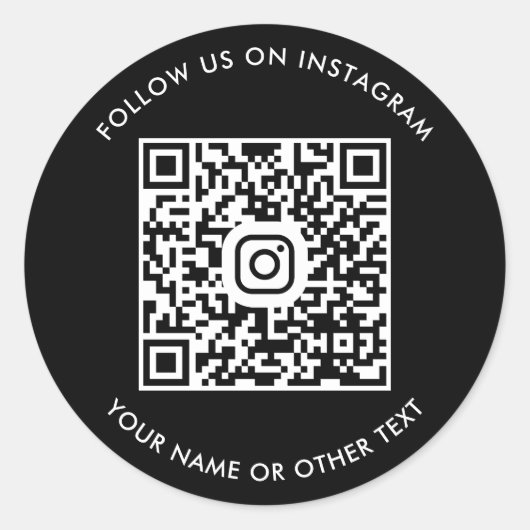 Schwarzer Instagram-QR-Code Runder Aufkleber (Vorderseite)