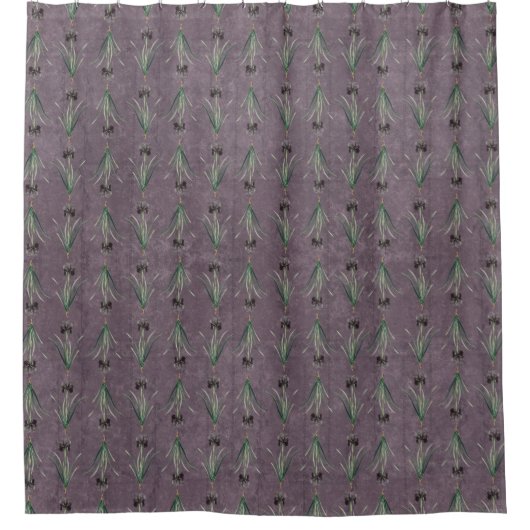 Schwarzer Iris auf antiken Tapisserien Duschvorhang (Vorderseite)